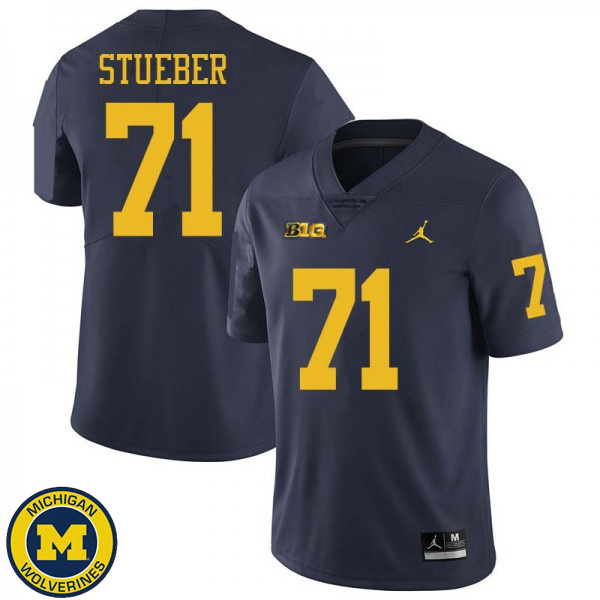 Men's University of Michigan #71 Andrew Stueber Navy Jordan Brand NCAA Player Game Jersey